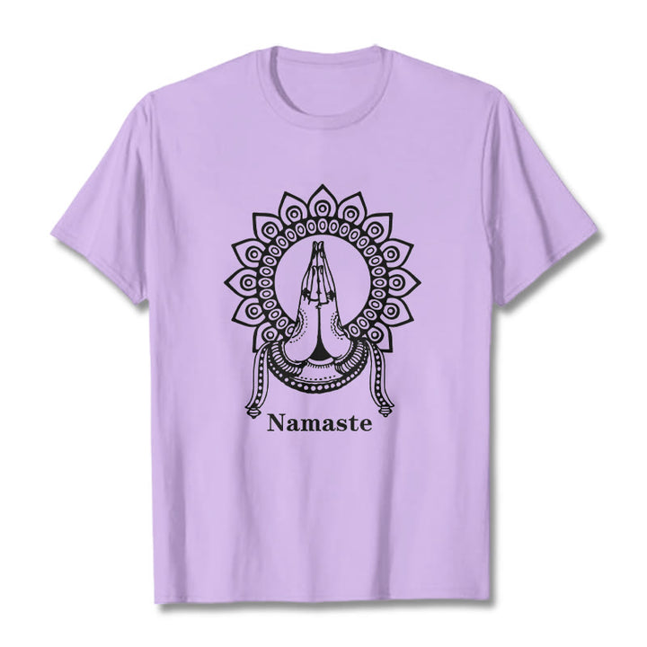 T-shirt con motivo Mandala con gesto Namaste Buddha Stones - Prugna - 2XL - image 16