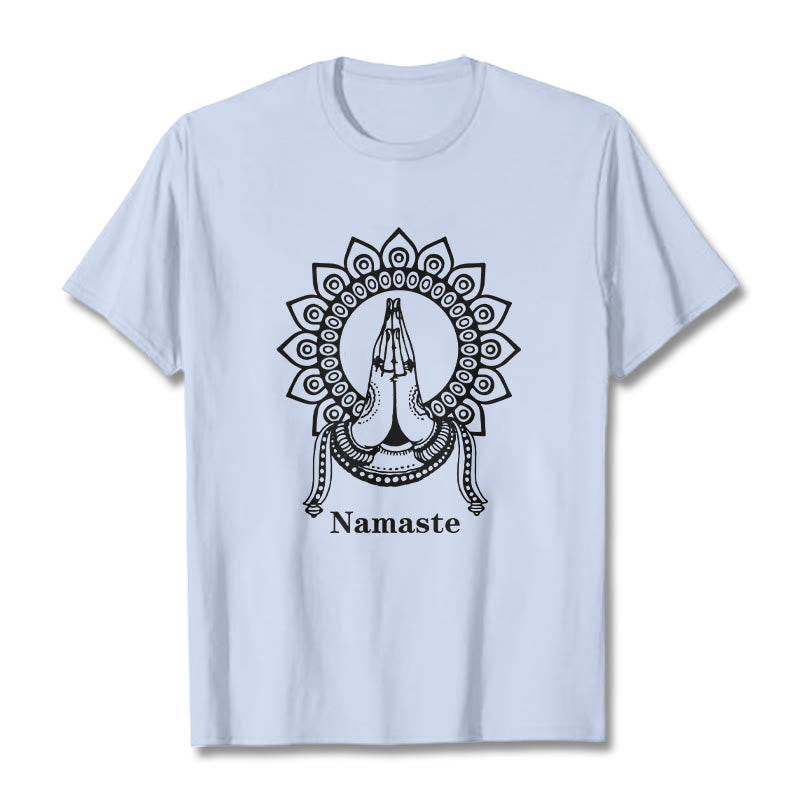 T-shirt con motivo Mandala con gesto Namaste Buddha Stones - Ciano chiaro - 2XL - image 18