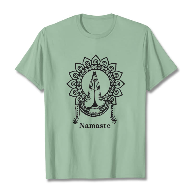 T-shirt con motivo Mandala con gesto Namaste Buddha Stones - Verde pallido - 2XL - image 14
