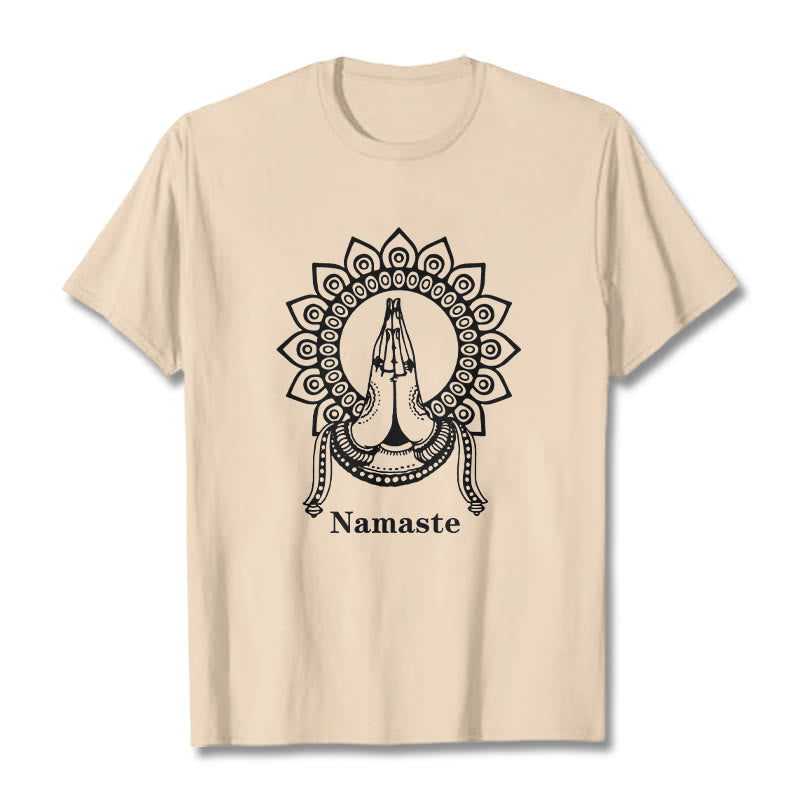 T-shirt con motivo Mandala con gesto Namaste Buddha Stones - Biscotto - 2XL - image 9
