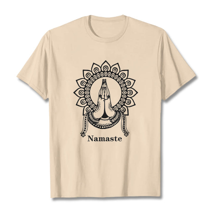 T-shirt con motivo Mandala con gesto Namaste Buddha Stones - Biscotto - 2XL - image 9