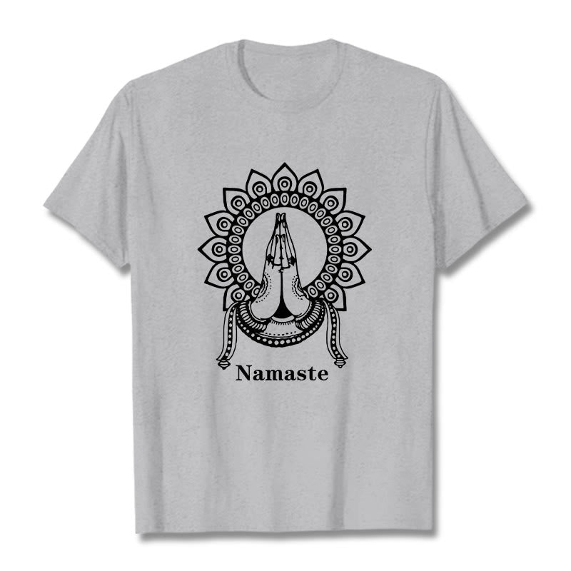 T-shirt con motivo Mandala con gesto Namaste Buddha Stones - Grigio chiaro - 2XL - image 20