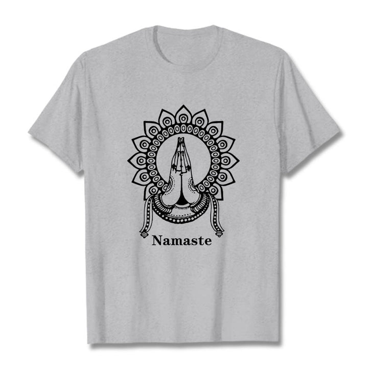 T-shirt con motivo Mandala con gesto Namaste Buddha Stones - Grigio chiaro - 2XL - image 20