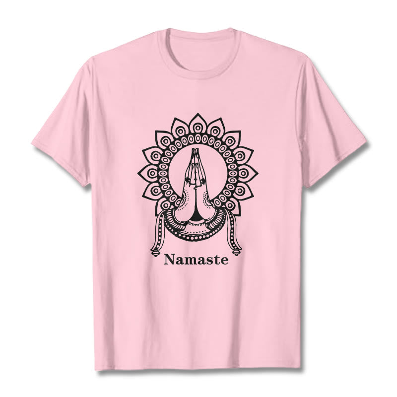 T-shirt con motivo Mandala con gesto Namaste Buddha Stones - Rosa chiaro - 2XL - image 13