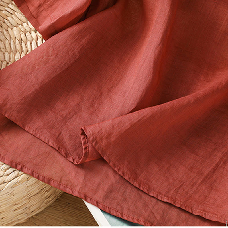 Maglietta girocollo da donna in cotone e poliestere con maniche corte e ricamo casual di Buddha Stones e fiori - image 6