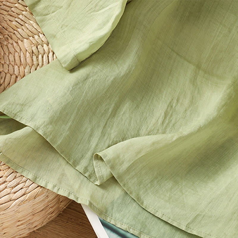 Maglietta girocollo da donna in cotone e poliestere con maniche corte e ricamo casual di Buddha Stones e fiori - image 19