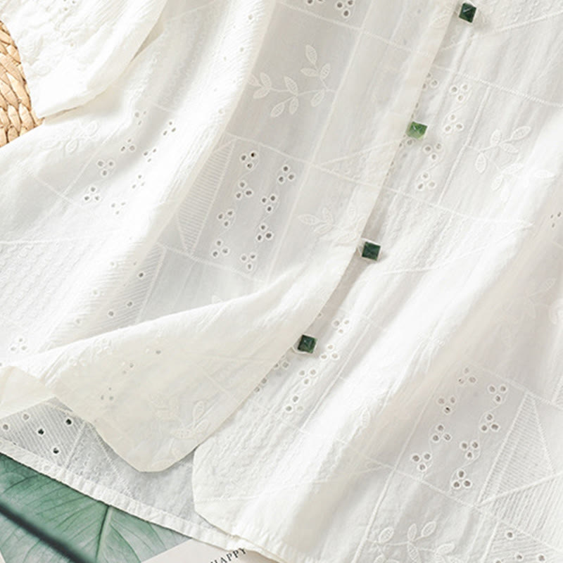 Maglietta girocollo da donna con maniche corte, in cotone e poliestere, con ricamo Buddha Stones - image 5