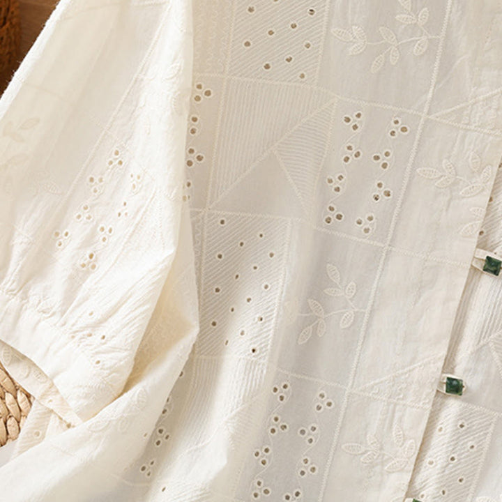 Maglietta girocollo da donna con maniche corte, in cotone e poliestere, con ricamo Buddha Stones - image 11