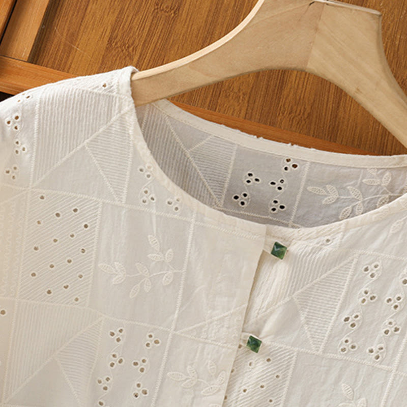 Maglietta girocollo da donna con maniche corte, in cotone e poliestere, con ricamo Buddha Stones - image 13