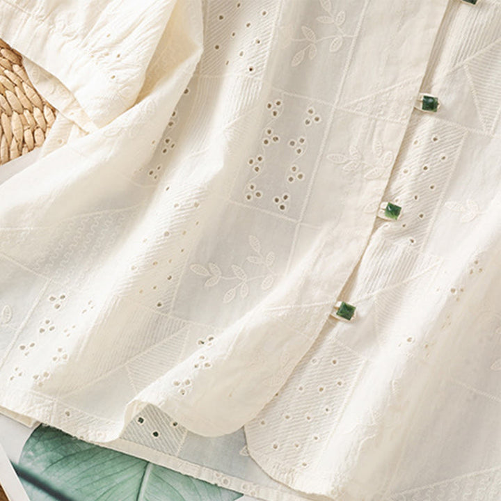 Maglietta girocollo da donna con maniche corte, in cotone e poliestere, con ricamo Buddha Stones - image 12