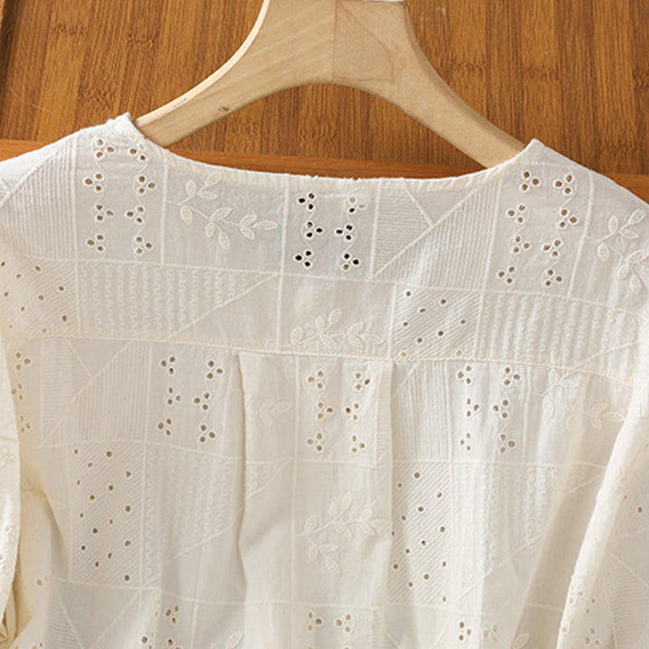 Maglietta girocollo da donna con maniche corte, in cotone e poliestere, con ricamo Buddha Stones - image 8