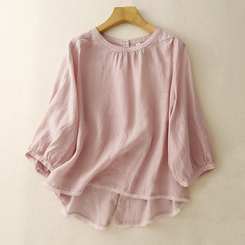 T-shirt casual da donna in cotone e poliestere con scollo a giro e stampa Buddha Stones - Rosa - US14, UK/AU18, EU46 (2XL) - image 0