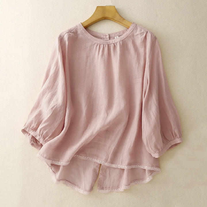 T-shirt casual da donna in cotone e poliestere con scollo a giro e stampa Buddha Stones - Rosa - US14, UK/AU18, EU46 (2XL) - image 1