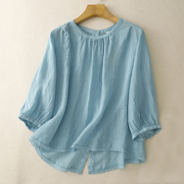 T-shirt casual da donna in cotone e poliestere con scollo a giro e stampa Buddha Stones - AzzurroCielo Chiaro - US14, UK/AU18, EU46 (2XL) - image 7