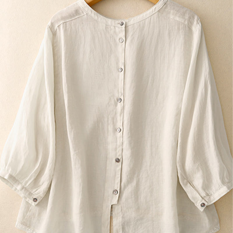 T-shirt casual da donna in cotone e poliestere con scollo a giro e stampa Buddha Stones - image 16