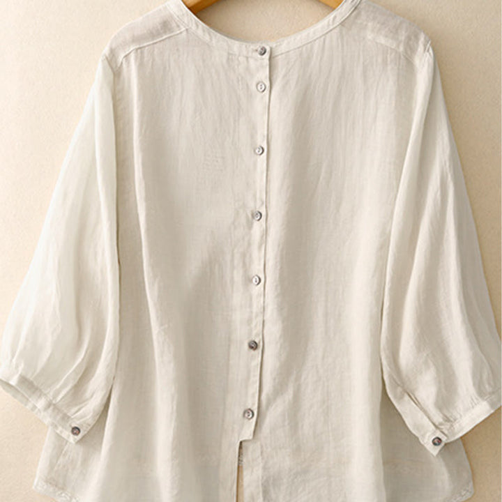 T-shirt casual da donna in cotone e poliestere con scollo a giro e stampa Buddha Stones - image 15