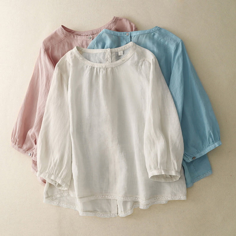 T-shirt casual da donna in cotone e poliestere con scollo a giro e stampa Buddha Stones - image 25