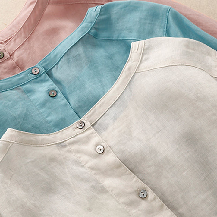 T-shirt casual da donna in cotone e poliestere con scollo a giro e stampa Buddha Stones - image 24