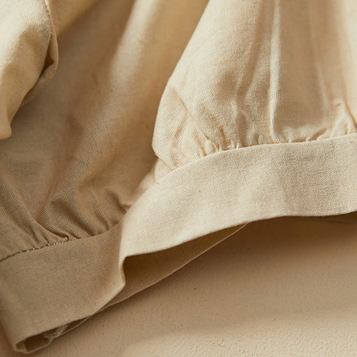 T-shirt casual da donna in cotone e lino con maniche corte e bottoni, Buddha Stones - image 11