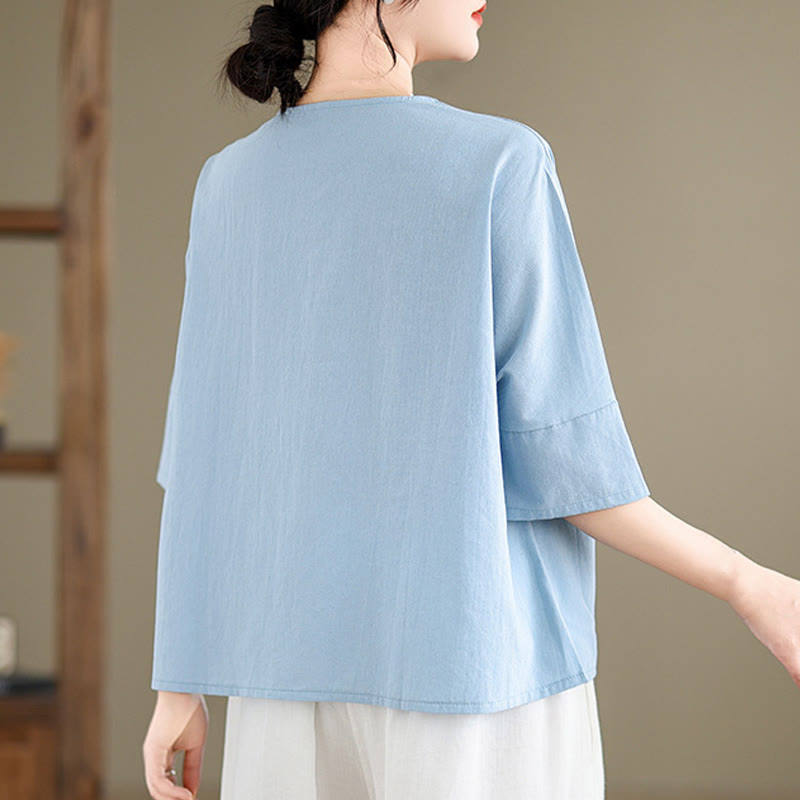 T-shirt casual da donna in cotone e poliestere a mezza manica con tasche, Buddha Stones - image 5