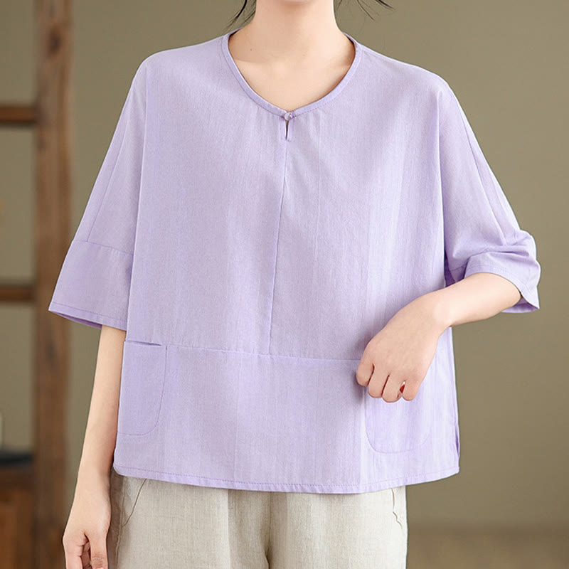 T-shirt casual da donna in cotone e poliestere a mezza manica con tasche, Buddha Stones - Cardo - US14, UK/AU18, EU46 (2XL) - image 7