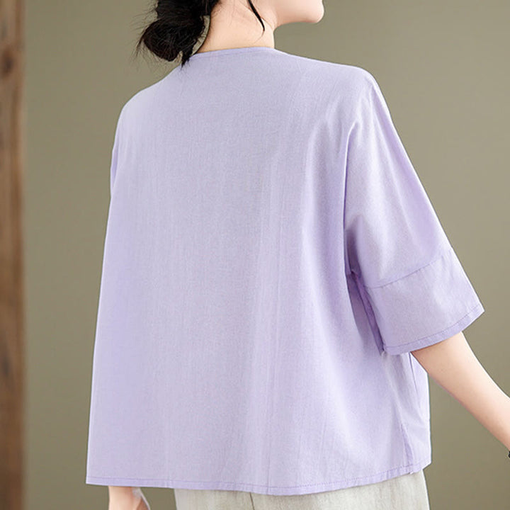 T-shirt casual da donna in cotone e poliestere a mezza manica con tasche, Buddha Stones - image 11