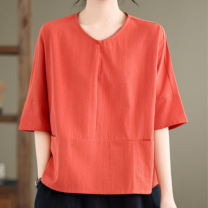 T-shirt casual da donna in cotone e poliestere a mezza manica con tasche, Buddha Stones - image 17