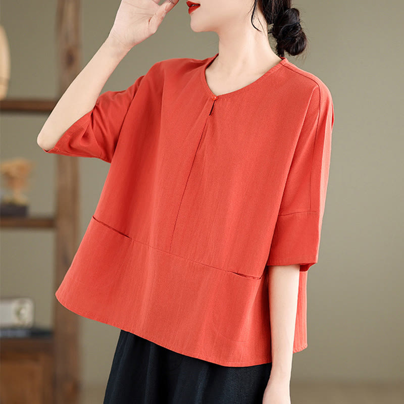 T-shirt casual da donna in cotone e poliestere a mezza manica con tasche, Buddha Stones - image 16