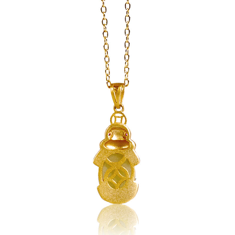 Collana con ciondolo a catena PiXiu in giada bianca con Buddha Stones e portafortuna - image 5