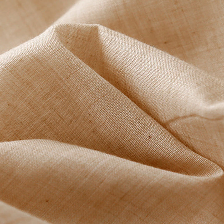 Pantaloni da donna in cotone e lino a gamba larga con tasche, orlo con bottoni a rana e design a fessura , Buddha Stones - image 6