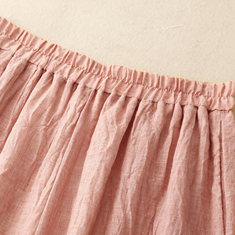 Pantaloni da donna in cotone e lino a gamba larga con tasche, orlo con bottoni a rana e design a fessura , Buddha Stones - image 16