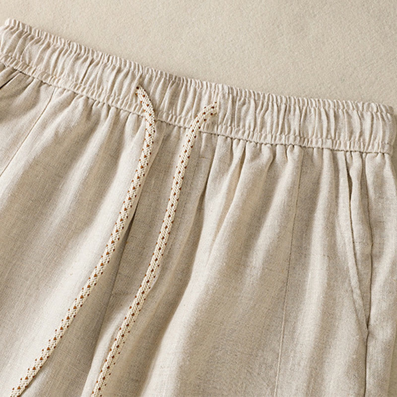 Buddha Stones Pantaloni larghi in cotone con coulisse, perline ricamate e tasche, da donna - image 14