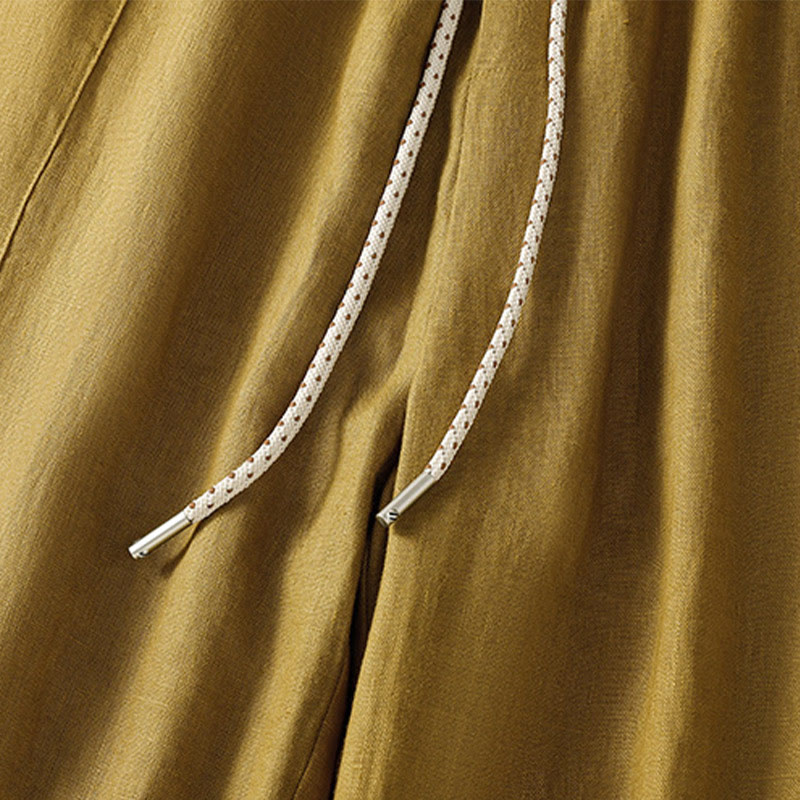 Buddha Stones Pantaloni larghi in cotone con coulisse, perline ricamate e tasche, da donna - image 8