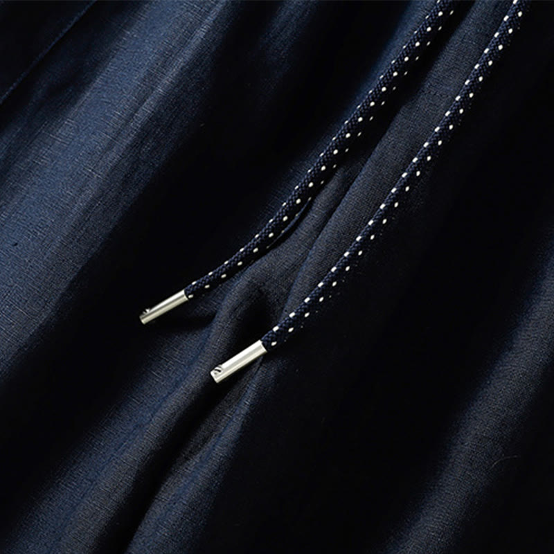 Buddha Stones Pantaloni larghi in cotone con coulisse, perline ricamate e tasche, da donna - image 3