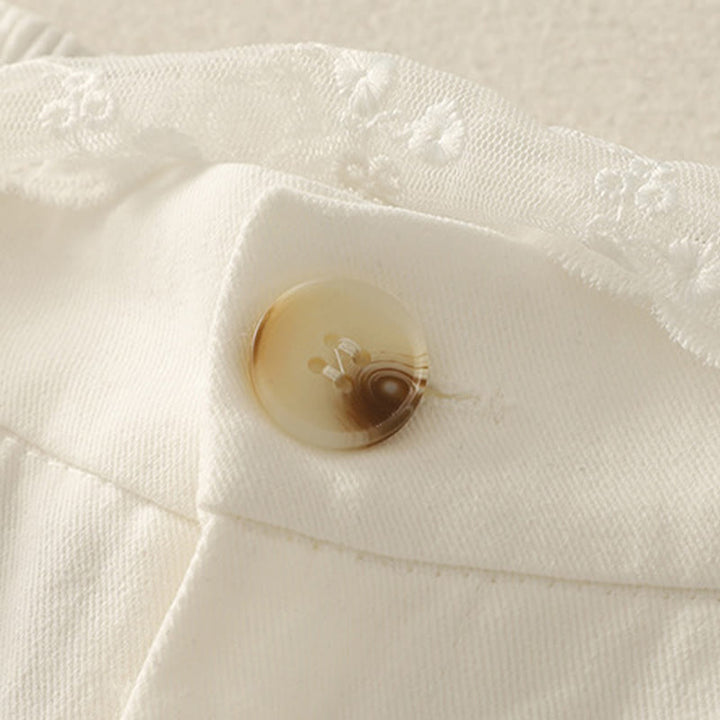 Buddha Stones Pantaloni larghi in cotone da donna con cintura in pizzo tinta unita e tasche - image 12