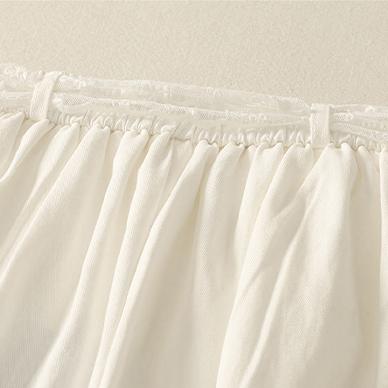 Buddha Stones Pantaloni larghi in cotone da donna con cintura in pizzo tinta unita e tasche - image 9