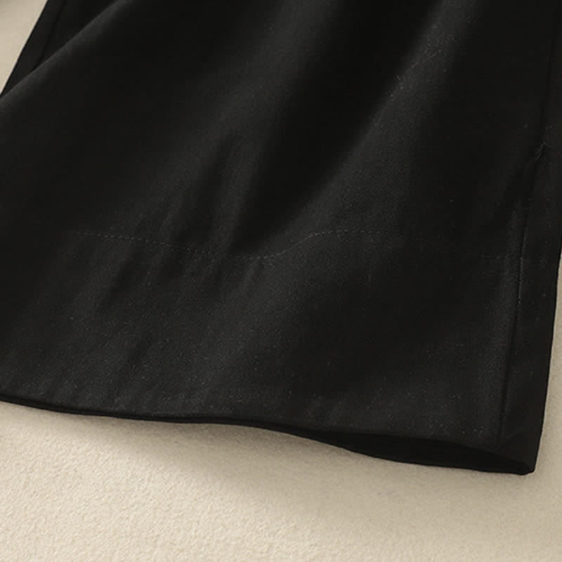 Buddha Stones Pantaloni larghi in cotone da donna con cintura in pizzo tinta unita e tasche - image 21