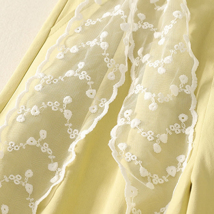 Buddha Stones Pantaloni larghi in cotone da donna con cintura in pizzo tinta unita e tasche - image 24