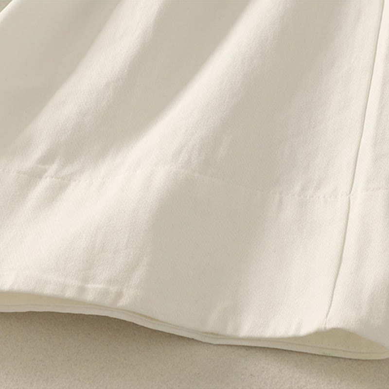 Buddha Stones Pantaloni larghi in cotone da donna con cintura in pizzo tinta unita e tasche - image 15