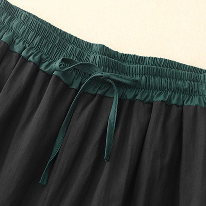 Pantaloni da donna a gamba larga con coulisse e tasche, con contrasto di colore artistico Buddha Stones - image 2