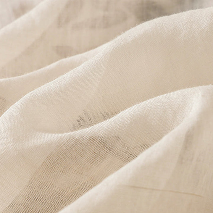 T-shirt da donna in cotone con maniche a tre quarti, ricamo floreale retrò con Buddha Stones - image 7