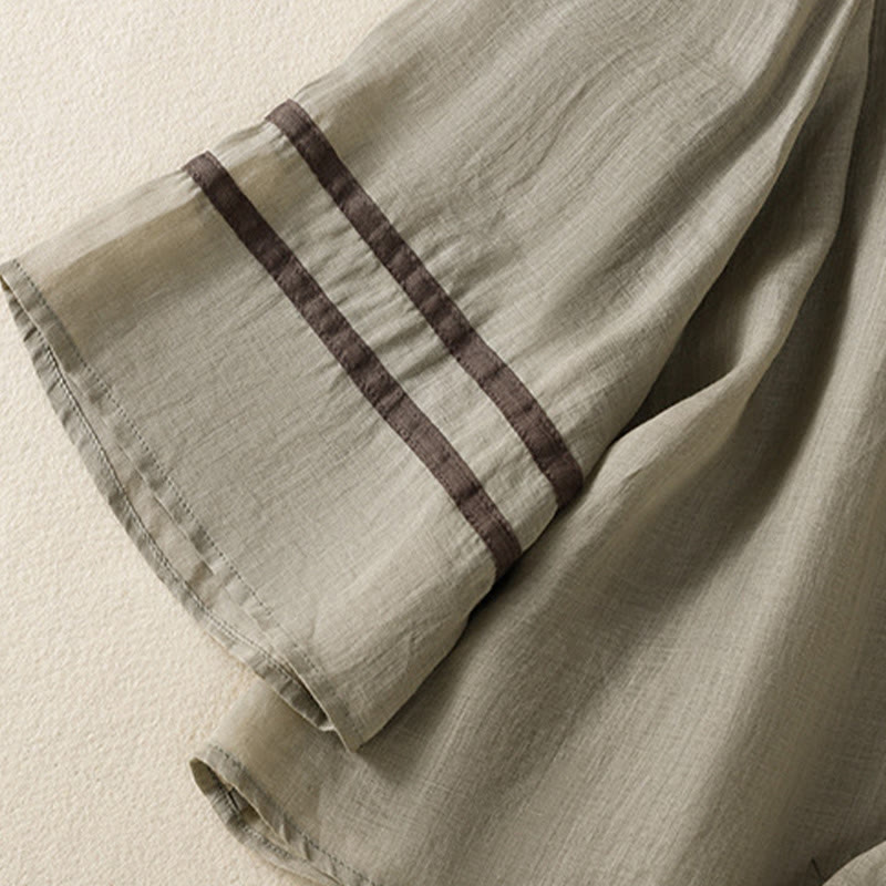 T-shirt da donna in cotone con maniche a tre quarti, ricamo floreale retrò con Buddha Stones - image 13