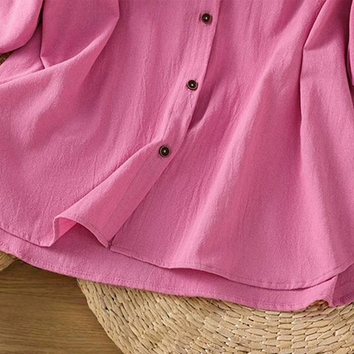 Camicia da donna in cotone e lino con maniche corte, casual, semplice, con bottoni e tasca , Buddha Stones - image 38