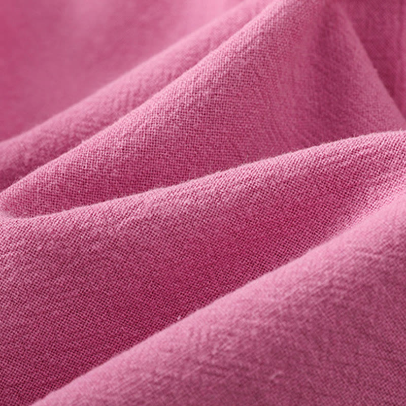 Camicia da donna in cotone e lino con maniche corte, casual, semplice, con bottoni e tasca , Buddha Stones - image 39