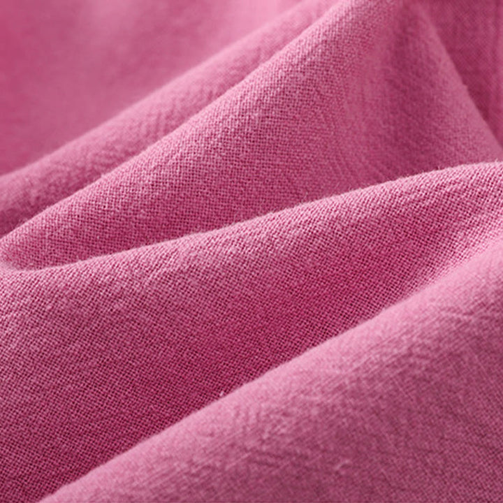 Camicia da donna in cotone e lino con maniche corte, casual, semplice, con bottoni e tasca , Buddha Stones - image 39