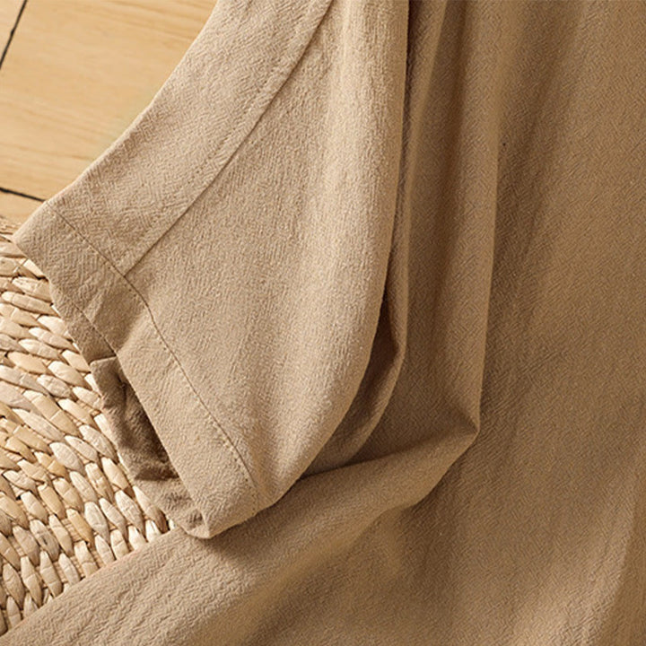 Camicia da donna in cotone e lino con maniche corte, casual, semplice, con bottoni e tasca , Buddha Stones - image 31