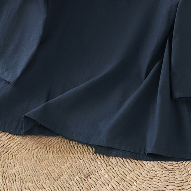 Maglietta da donna in cotone e lino con maniche a tre quarti, ricamo retrò con Buddha Stones e lacci - image 21