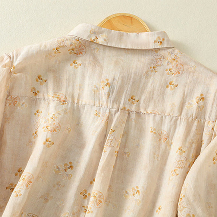 Buddha Stones Camicia da donna in cotone con maniche corte, bottoni a rana e risvolto - image 11