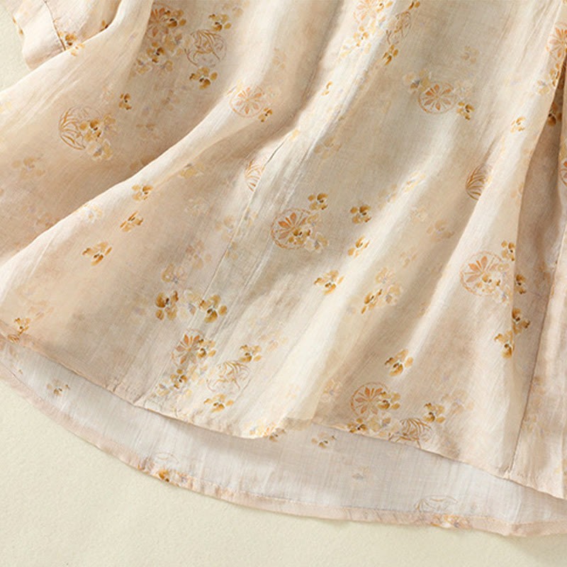 Buddha Stones Camicia da donna in cotone con maniche corte, bottoni a rana e risvolto - image 15