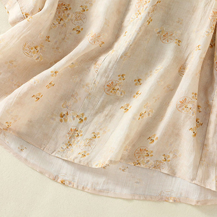 Buddha Stones Camicia da donna in cotone con maniche corte, bottoni a rana e risvolto - image 15